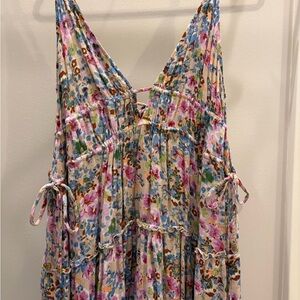 Floral multicolor adjustable mini-dress